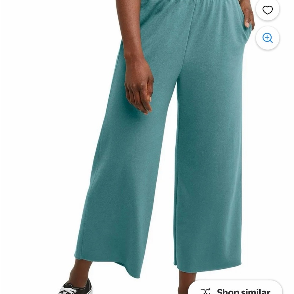 Hanes Teal Ribbed Elastic Waistband cropped Sweatpants